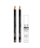 NYX PROFESSIONAL MAKEUP Slim Lip Pencil (Espresso) + Butter Gloss (Sugar Glass Clear) 3-Pack Bundle Pack Of 3 (Slim Lip Pencil - Espresso & Butter Gloss) 3 Piece set - Buy Online on GoSupps.com