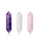 CrystalTears Healing Crystal Wands Hexagonal Natural Amethyst Rose Quartz Clear Quartz Reiki Healing Crystals Points Gemstone Wand Set for Meditation Crystal Therapy Healing Crystals Gift Amethyst+rose Quartz+clear Quartz - Buy Online on GoSupps.com