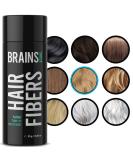 Brains & Son Hair Fiber - Premium Hair Thickener Immediately Conceals Receding Hairlines Hair Loss Balding Areas and Thinning Hair Undetectable Keratin Fibers - Hair Powder | 25g (DARK BROWN) - Buy Online on GoSupps.com