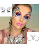 Buy Mermaid Face Stickers & Gems | Festival Body Jewels | Rhinestone Temporary Tattoos for Women & Girls - 2 Sets - Buy Online on GoSupps.com