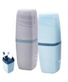 Portable Travel Toothbrush Set - 2 Toothbrushes Toothpaste Container & Holder for Camping & Travel - Buy Online on GoSupps.com