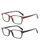 Cojwis Reading Glasses 2 Pack - Blue Light Blocking Feather Hinge Anti-Dizzy Glasses for Men & Women (2 Colors 2.00x) - Buy Online on GoSupps.com