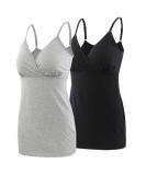 Manci Women's Cotton Maternity Nursing Tank Cami Pajama Top Sleep Bra - S Black+Gray - Buy Online on GoSupps.com