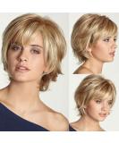 Yxshz Blonde Short Layered Wig for Women - Heat-Resistant Synthetic Full Wig with Ponytail - Natural Look - Buy Online on GoSupps.com