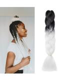 Gairyan Jumbo Braids Extensions - 60cm Ombre Synthetic Braiding Hair 100g Black & White - Perfect for Box Crochet Styles - Buy Online on GoSupps.com