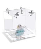 Saderoy Bird Bath Cage - Leak-proof Bathtub with Hanging Hooks for Small Birds | Ideal for Parrots, Lovebirds, and Canaries | Portable Shower Accessory - Buy Online on GoSupps.com