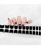 22PCS Semi Cured Gel Nail Polish Strips Self-Adhesive Full Wrap Nail Polish Stickers Salon-Quality Gel Nail Stickers French Black Tip Manicure Nail Wraps with Prep Pads Nail File & Wood Stick - Buy Online on GoSupps.com
