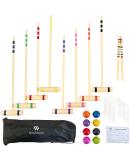SpeedArmis 8 Players Croquet Set with Wooden Mallets and Colored PE Balls - Outdoor Game Set for Kids/Family - Includes Wickets and Stakes - Portable Carry Bag Included - Buy Online on GoSupps.com