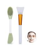 Silicone Face Mask Brush Set - 2 Reusable Applicators for Skincare & Makeup | Green & White Facial Brushes - Buy Online on GoSupps.com
