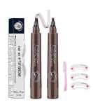 Microblading Eyebrow Pen - Professional 4-Point Pencil for Natural Looking, Waterproof Makeup with Gift - Dark Brown - Buy Online on GoSupps.com