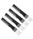 4 Pack Black Carbon Lift Teasing Combs with Metal Prong Strength Professional Hair Styling Comb for Women Men Styling Lifting Back Hair Comb with Stainless Steel Lift - Buy Online on GoSupps.com