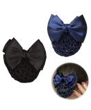 2 PCS Bowknot Hair Net Professional Bowknot Hair Clip Bow Barrette Bun Cover Bun Net for Women Girls - Buy Online on GoSupps.com