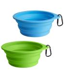 Petbonus Foldable Dog Bowls - 2 Pack Silicone Leak-Proof Travel Bowls for Dogs - Portable Water & Feed Bowls with Carabiners (Light Blue Light Green) - Perfect for On-the-Go Pets - Buy Online on GoSupps.com