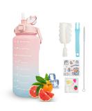 Ketiee 2L Drinking Bottle with Straw | BPA-Free Water Bottle with Time Marking | Leak-Proof Sports Bottle for Fitness Camping Yoga & Travel (Pink/Blue) - Buy Online on GoSupps.com