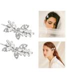 CAEEKER Rhinestone Bridal Hair Clips 2 PCS Flower Leaf Wedding Hairpin Pearl Crystal Hair Clips Diamond Hair Barrettes Hair Slides Elegant Bridal Hair Accessories for Women Girls Bridal (Silver) - Buy Online on GoSupps.com