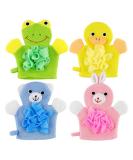 Mobestech 4Pcs Cartoon Children Bath Shower Gloves - Animal Design Bath Sponge for Baby Toddler Kids - Buy Online on GoSupps.com