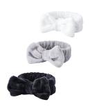 WSYUB Spa Headband Set - Bow Hair Band for Washing Face and Makeup, Fluffy & Soft Headbands for Skincare, Slumber Party Supplies - Black, White, Grey - Buy Online on GoSupps.com