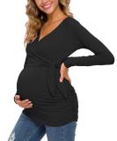 Love2Mi Maternity Breastfeeding Top - Long Sleeve V-Neck Maternity Clothes (S, Black) - Buy Online on GoSupps.com