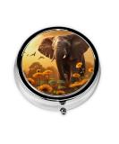 Buy Mini Travel Metal Pill Box | 2.0x2.0x0.7 in Elephant & Sunflower Design | Portable Medicine Organizer - Buy Online on GoSupps.com