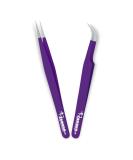 ZAMAHA UK Lash Extension Tweezers | Japanese Stainless Steel | Boot Shape Curved | 3D 4D 6D Angled Tip | Purple Precision Tools | Pack of 2 - Buy Online on GoSupps.com