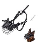 Breathable Metal Dog Muzzle for Medium & Large Dogs | Adjustable Leather Leash Included - Buy Online on GoSupps.com