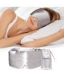 Luxury Mulberry Silk Sleep Mask - Adjustable Eye Cover for Sleeping | Soft Pressureless Blackout Design for Men & Women - Large Size Mink Silver - Buy Online on GoSupps.com