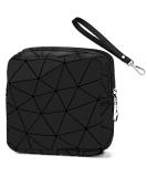 OWTING Sanitary Napkin Storage Bag | Menstrual Cup Pouch | Geometric Stitching | Small Makeup Organizer | Portable & Large Capacity | Black - Buy Online on GoSupps.com