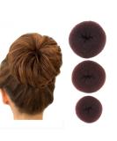 Donut Hair Node Set - Ring Style Dutt Maker Chignon Hair Donut Form - 3-Piece Hair Styling Tool for Women & Girls - Sizes L M S - Brown - Buy Online on GoSupps.com