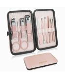 ZIZZON Travel Mini Manicure Set - 10 in 1 Stainless Steel Pedicure Care Kit with Case in Pink - Buy Online on GoSupps.com