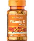 Vitamin K 100 mcg Supports Bone and Joint Health 100 Count by Puritan's Pride - Buy Online on GoSupps.com