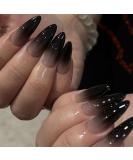 Shop Black Press on Nails - Medium Almond Gothic Ombre Acrylic False Nails | 24 Pcs Glam Manicure - Buy Online on GoSupps.com