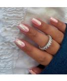 Coconut Pink Chrome Square Press On Nails - 24 PCS Metallic Fake Acrylic Nails | Short & Medium Coffin Style - High-Quality Glue-On Nail Art - Buy Online on GoSupps.com