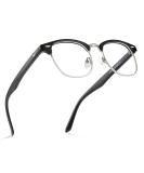 Cyxus Retro Semi Rimless Blue Light Glasses for Men & Women - Anti Eye Strain & Gaming - Stylish Black Silver Frame - Buy Online on GoSupps.com