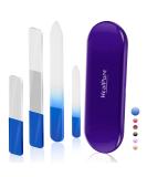 Glass Nail File and Shiner 4PC Double Sided Etched Crystal Nail Buffer Files and Nano Nail Polishers Professional Salon Manicure Tools Kit for Acrylic and Natural Nail Perfect for Women & Girls Blue - Buy Online on GoSupps.com