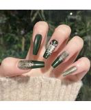 Vatocu Christmas False Snowflake Glitter Press on Nails - 24pcs | Long Ballerina Acrylic Stick-on Nails for Women and Girls - Buy Online on GoSupps.com