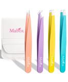 Mabox Professional Tweezers Set with Case - 4 Pieces Slanted and Pointed Stainless Steel Tweezers Set  Precision Slant Tweezers for Eyebrows  Facial Hair  Ingrown Hair  Splinter and Blackhead (White) AWhite - Buy Online on GoSupps.com