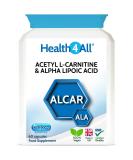 Acetyl L-Carnitine 250mg & Alpha Lipoic Acid 200mg Capsules | Vegan ALCAR ALA Supplement 60ct | Made in UK by Health4All - Buy Online on GoSupps.com