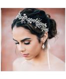 SWEETV Crystal Bridal Headpiece | Silver Wedding Hair Accessory with Pearl and Rhinestone Detail - Buy Online on GoSupps.com