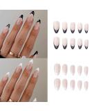 French Pearl Medium Length False Nails - 24pcs Almond Acrylic Stick on Nails with Glue for Women and Girls - Buy Online on GoSupps.com