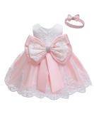 LZH Baby Girls Lace Dress Bowknot Flower Dresses Wedding Pageant Baptism Christening Tutu Gown 0-24 Months 3-6 Months Baby Pink - Buy Online on GoSupps.com