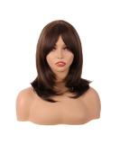 MapofBeauty 18 Inch/45 cm Layered Bangs Straight Synthetic Fiber Shoulder Length Hair Daily Use Wig (Brown) - Buy Online on GoSupps.com