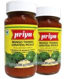 Priya Mango Thokku Pickle | Indian Origin | Traditional Indian Authentic Pickle | with Great Flavor | Delicious with Poppadums| Spicy & Sour | Vegan |300g Pack of 2 - Buy Online on GoSupps.com
