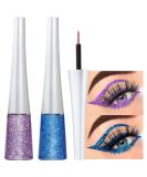 2Pcs Royal Blue Purple Liquid Glitter Eyeliner Set for Women - Sparkly Eyeliner Makeup Kit - Buy Online on GoSupps.com