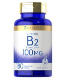 Carlyle Vitamin B2 100mg 180 Tablets | Vegetarian Non-GMO Gluten Free Riboflavin Supplement - Buy Online on GoSupps.com