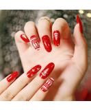 Brishow Christmas Artificial Nails - 24 Ballerina Red Press-On Acrylics for Women & Girls - Buy Online on GoSupps.com