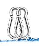 3.15 & 4 Stainless Steel Carabiner Hooks - Heavy Duty Clips for Gym Equipment - 2pcs - Buy Online on GoSupps.com