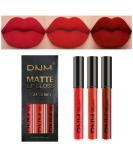 DNM 3Pcs Dark Ruby Red Matte Lipstick Set - Long Lasting, Smudge Proof Lip Stain for Women | 24 Hour Matte Finish - Buy Online on GoSupps.com