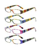 Cojwis 4 Pack Women's Reading Glasses - Stylish Patterns & Spring Hinges | 1.25x Magnification (4 Color Mix) - Buy Online on GoSupps.com