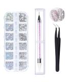 1500-Piece Rhinestones Set - 6 Sizes of Self-Adhesive Glittering Stones for Nail Art Clothing & Handicrafts with Picker Pen & Tweezers - Buy Online on GoSupps.com