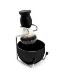 Men's Stainless Steel Shaving Set - Razor, Brush Holder, Soap Bowl, Badger Hair Brush - Wet Shaving Kit - 3 Piece Set (Black) - Buy Online on GoSupps.com
